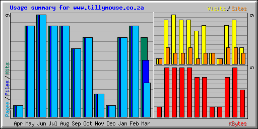 Usage summary for www.tillymouse.co.za